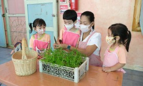 น้องเด็กเล็กเก็บผักบุ้งที่ปลูก และทำผักบุ้งชุบแป้งทอด 27-28  ... Image 4
